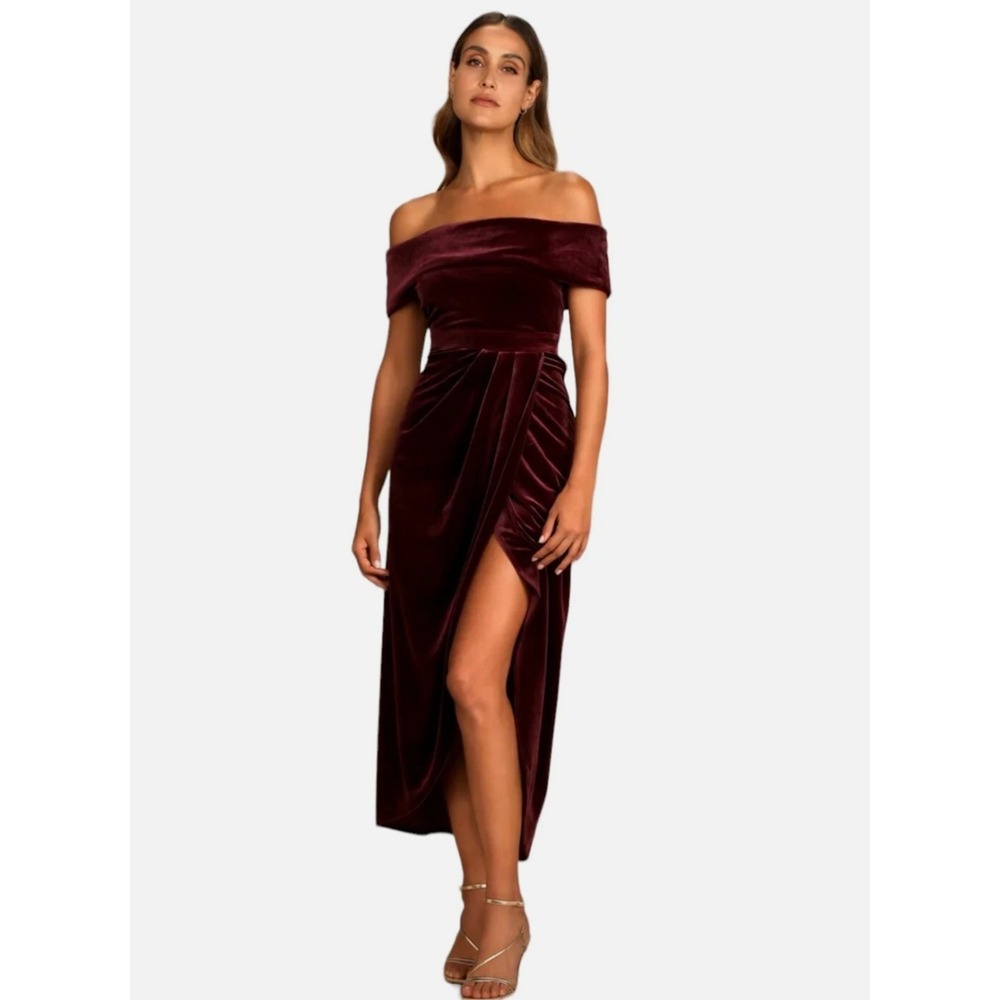 Lulu's Burgundy Off-Shoulder Dress